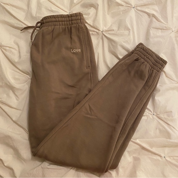 H&M Women's Taupe Brown Joggers “Love” - Picture 4 of 5